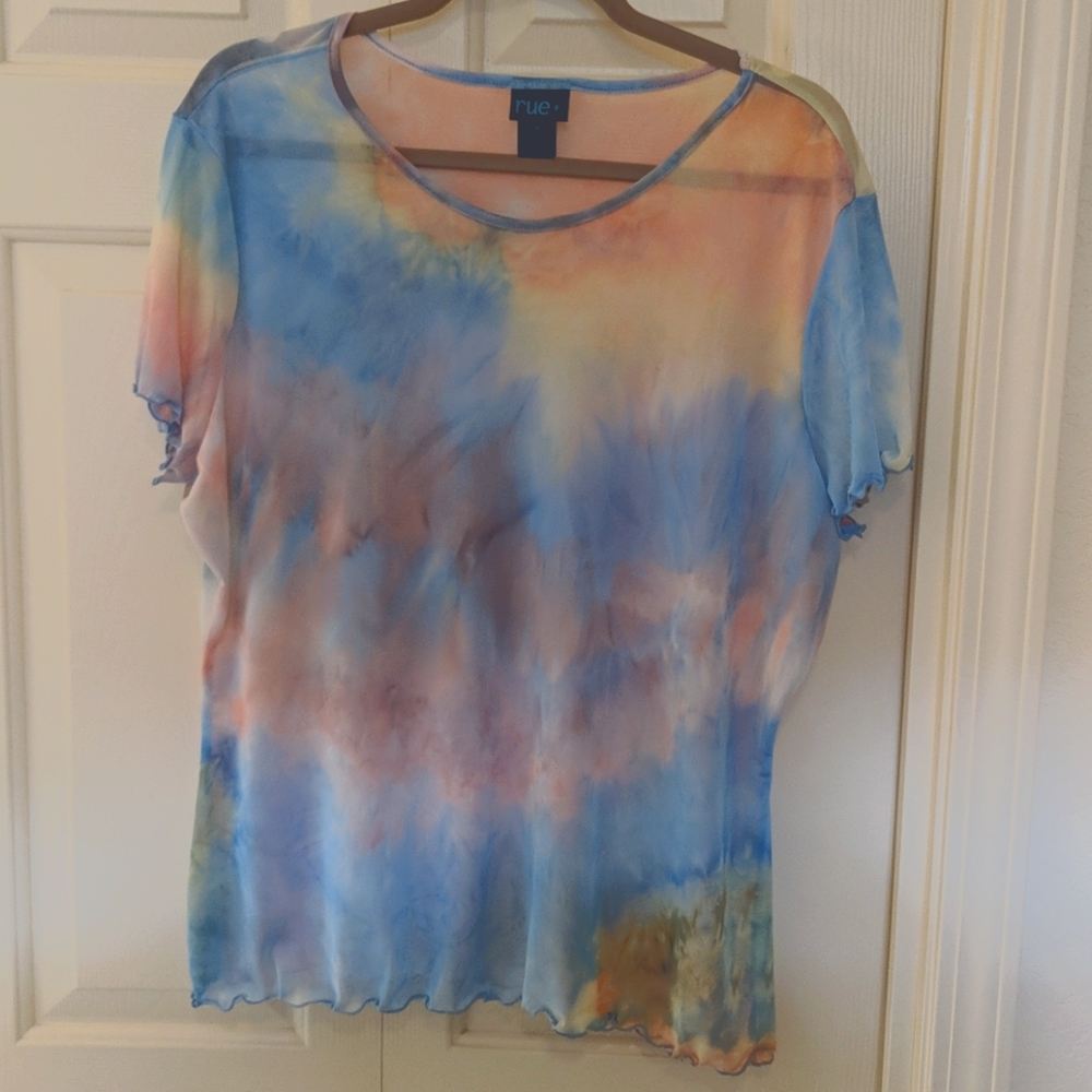 Tie-dye mesh shirt